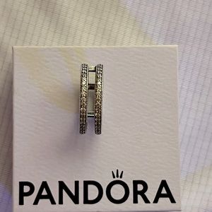 Pandora   Double Sparkle and Hearts Ring Size 4.5
